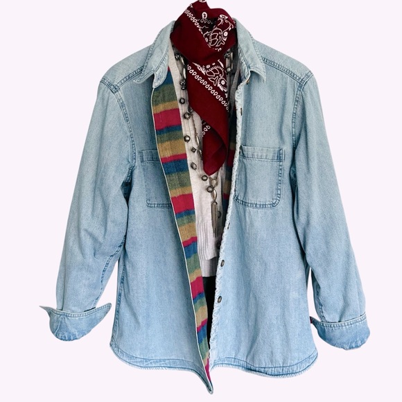 Woolrich Denim Jacket Shacket Fleece Lined Unisex Size XL - Picture 1 of 16